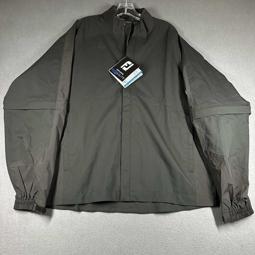 FootJoy DryJoys Hydrolite Rain Jacket Mens Large Black Waterproof Golf Windproof